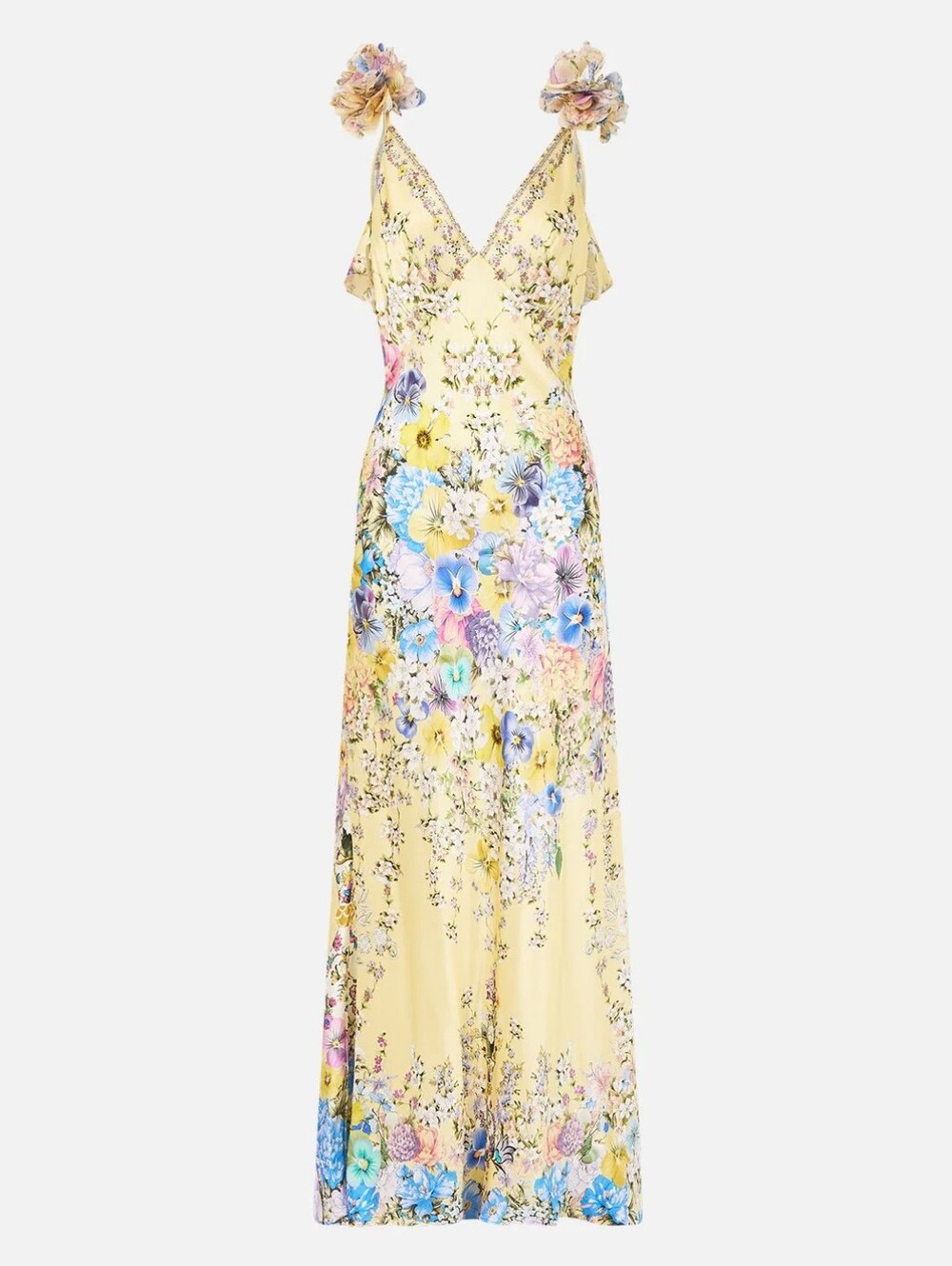 CAMILLA Appliqued embellished floral-print silk-satin maxi dress - Picture 7 of 16